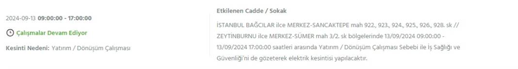 İstanbullular dikkat: BEDAŞ'tan13 Eylül cuma için elektrik kesintisi duyurusu 3